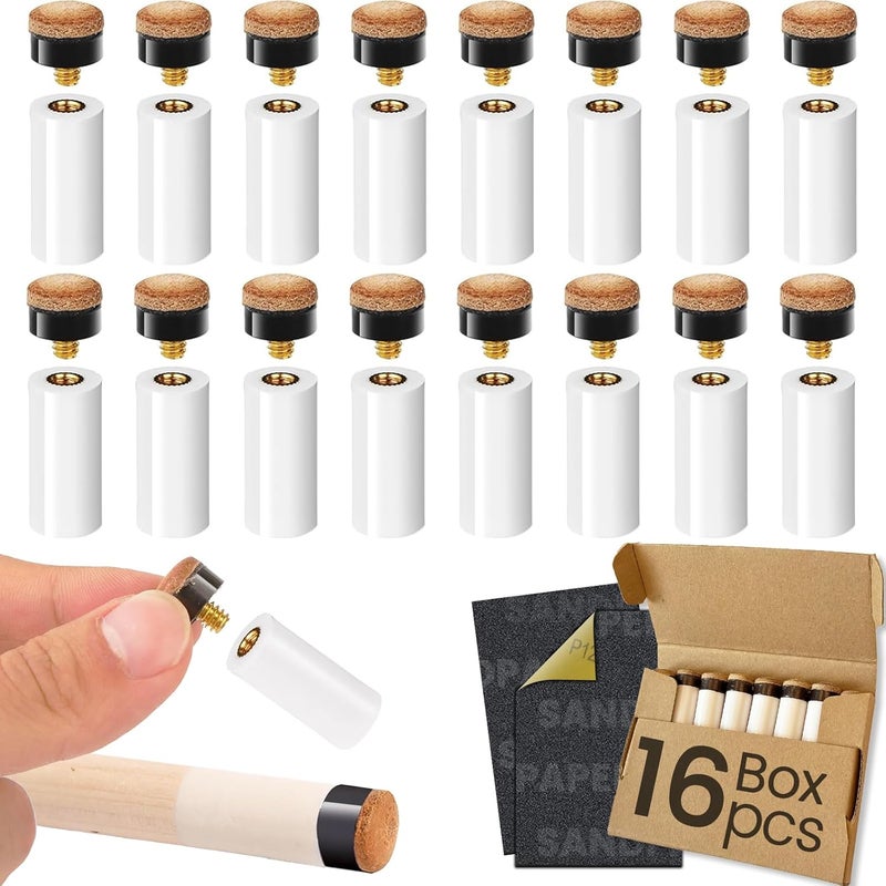SOLROS STUDIO Screw Billiard Pool Cue Tips Replacement 30 Pieces 12MM/13MM, Leather Screw On Cue Tips Push on Tips Slip on Pool Cue Tips Pool Sticks Accessories for Billiard Replacement Kit - Image 1